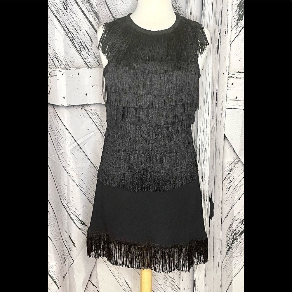 Vintage 90s Y2k Express World Brand Mini Dress Flapper Fringe 9/10